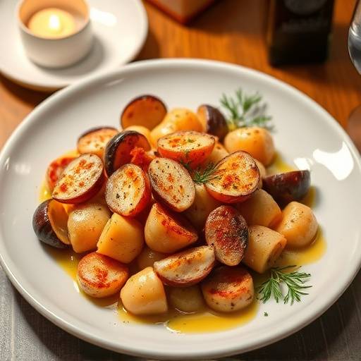 Plato de pulpo a la gallega servido con piment&oacute;n y aceite de oliva.