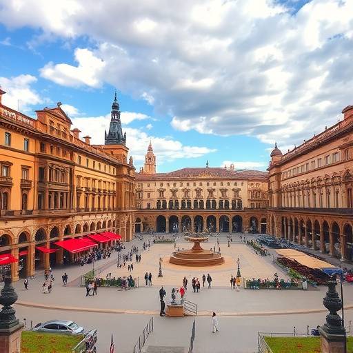 Vista de la Plaza de Espa&radic;&plusmn;a en Sevilla con barcas